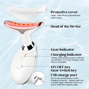 Ems Neck Eye Massage Instrument Vibrator Microcurrents Red Light Therapy Anti Wrinkle
